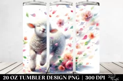 20 Oz Tumbler Sublimation | Lamb Watercolor Tumbling Petal Product Image 2