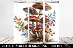 Detailed Mushroom Watercolor Tumbler Design | 20 oz Tumbler Product Image 2