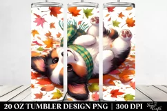 Autumn Leaves Dog Tumbler Design Product Image 2