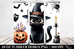 Simple Funny Black Cat Halloween Sticker 20 Oz Tumbler Product Image 2