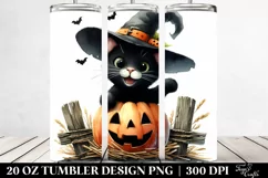 Simple Funny Black Cat Halloween Sticker 20 Oz Tumbler Product Image 2