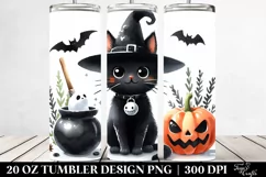 Simple Funny Black Cat Halloween Sticker 20 Oz Tumbler Product Image 2