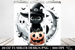 Simple Funny Black Cat Halloween Sticker 20 Oz Tumbler Product Image 2