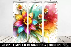 20 Oz Tumbler Sublimation | Colorful Daffodil Watercolor Product Image 2