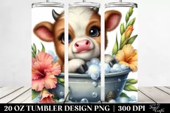 Bath Tub Cow with Gladiolus PNG Product Image 2