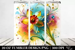 20 Oz Tumbler Sublimation | Colorful Daffodil Watercolor Product Image 2