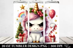 Angry Unicorn with Christmas Decor, Transparent 20 Oz Product Image 2
