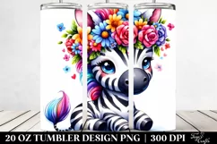 Cartoon Zebra Flower Crown Tumbler Product Image 2