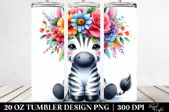 Cartoon Zebra Flower Crown Tumbler Product Image 2