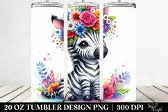 Cartoon Zebra Flower Crown Tumbler Product Image 2
