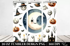 Simple Funny Moon Halloween Sticker 20 Oz Tumbler Product Image 2