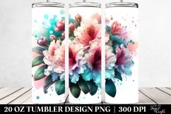 20 Oz Tumbler Sublimation | Watercolor Rhododendron Product Image 2