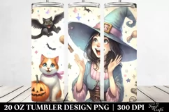 Retro Excited Witch Cat | 20 oz Tumbler Product Image 2