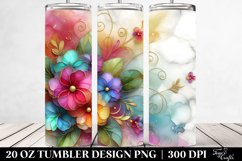 20 Oz Tumbler Sublimation | Colorful Impatiens Watercolor Product Image 2