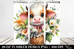 Cute Highland Cow Calla Lily | 20 Oz Tumbler Product Image 2