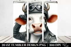 White Cow Biker Hat Big Eyes | 20 Oz Tumbler Product Image 2