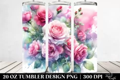 Washed Watercolor Pink Roses | 20 oz Tumbler Product Image 2