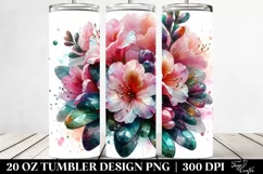 20 Oz Tumbler Sublimation | Watercolor Rhododendron Product Image 2