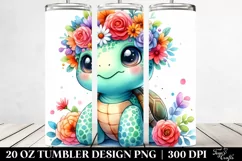 Cartoon Turtle Flower Crown Tumbler Product Image 2