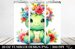 Cartoon Turtle Flower Crown Tumbler Product Image 2