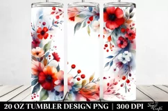 Abstract Vibrant Frame Red Flowers | 20 Oz Tumbler Product Image 2