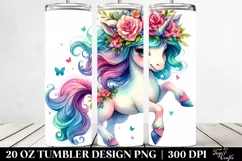 Baby Unicorn with Floral Wreath, Transparent 20 Oz Tumbler Product Image 2