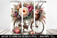 Watercolor Vintage Dirty Bicycle with Huge Flowers | 20 oz Product Image 2