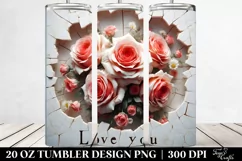 Cracked Ceramic Roses Clipart 20 Oz Tumbler Product Image 2