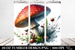 Detailed Mushroom Watercolor Splash | 20 oz Tumbler Product Image 2