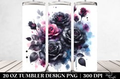 Washed Watercolor Vibrant with Black Roses | 20 oz Tumbler Product Image 2