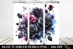 Washed Watercolor Vibrant with Black Roses | 20 oz Tumbler Product Image 2