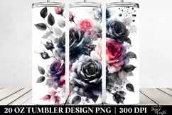 Washed Watercolor Vibrant with Black Roses | 20 oz Tumbler Product Image 2