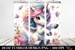 Cute Baby Unicorn Tumbling with Spring Petals | 20 Oz Product Image 2