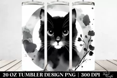 Simple Black Cat Watercolor Tumbler Product Image 2