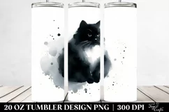 Simple Black Cat Watercolor Tumbler Product Image 2