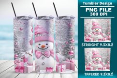 Pink Christmas snowman 20oz tumbler wrap design Product Image 1