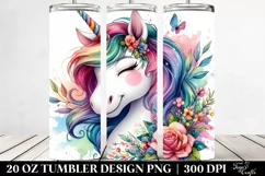 cColorful Winking Unicorn | 20 oz Tumbler Product Image 2
