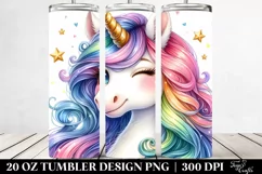 cColorful Winking Unicorn | 20 oz Tumbler Product Image 2