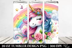 cColorful Winking Unicorn | 20 oz Tumbler Product Image 2