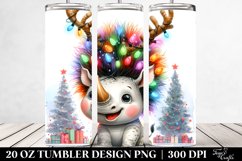 Enthusiastic Rhino with Reindeer Horns PNG Product Image 2