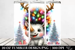 Enthusiastic Rhino with Reindeer Horns PNG Product Image 2