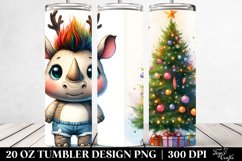 Enthusiastic Rhino with Reindeer Horns PNG Product Image 2