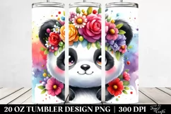d:Cute Panda Vibrant Flower Crown | 20 oz Tumbler Product Image 2