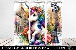 Colorful Baby Unicorn on Street Watercolor. 20 oz Tumbler Product Image 2