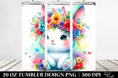 Colorful Bunny with Flower Crown | 20 oz Tumbler Product Image 2