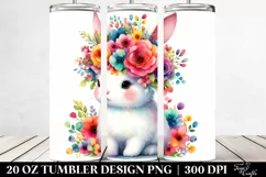 Watercolor Cartoon Bunny Flower Crown | 20 oz Tumbler Product Image 2