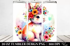 Watercolor Cartoon Bunny Flower Crown | 20 oz Tumbler Product Image 2
