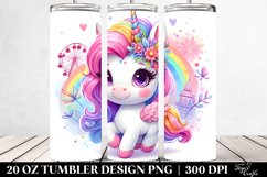 Cute Baby Unicorn at Rio Carnival Watercolor. 20 oz Tumbler Product Image 2