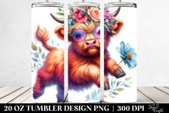 Cute Baby Highlandcow Vibrant Drawing 20 oz Tumbler Product Image 2