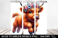 Cute Baby Highlandcow Jumping | 20 oz Tumbler Product Image 2